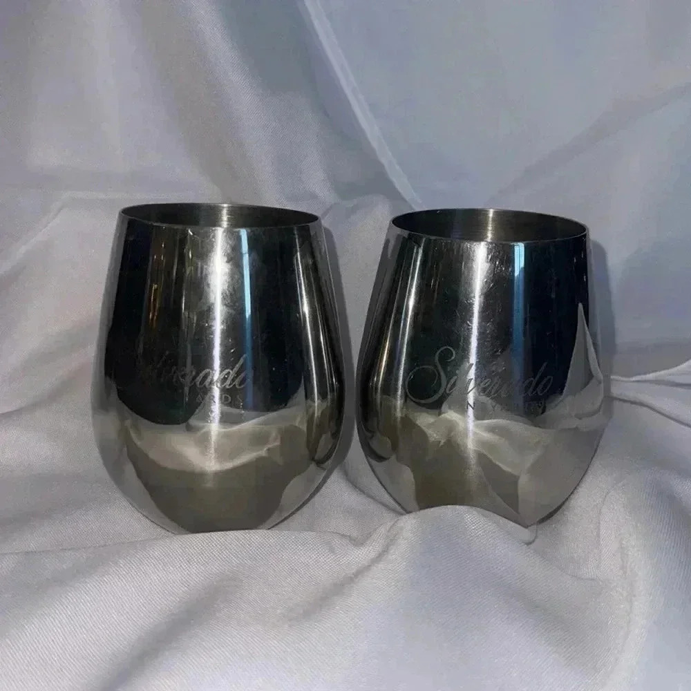 Silverado Vineyards Stainless Steel Stemless Wine Glasses - Set of 2